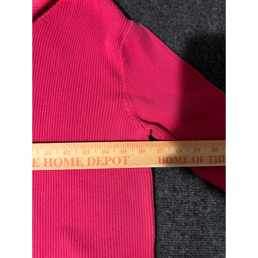 Talbots Pink Ribbed Mock Neck Short Sleeve Cotton Sweater Size Medium - Picture 5 of 6
